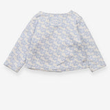 Reversible cardigan white with blue elephants 