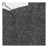 Crop Top Black White Print Puff Sleeve Sweetheart 