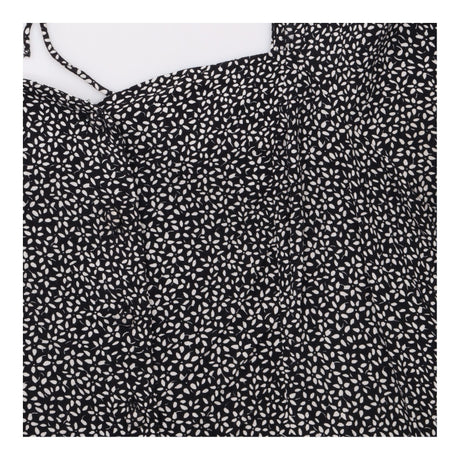 Crop Top Black White Print Puff Sleeve Sweetheart 