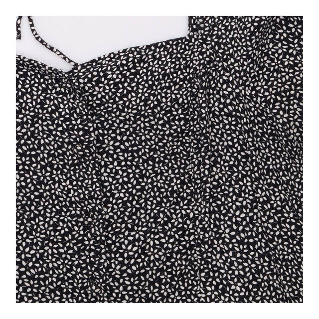 Crop Top Black White Print Puff Sleeve Sweetheart 