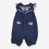 Romper Denim Embroidered Flowers