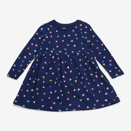 Dress Long Sleeved Navy Multicolour Hearts