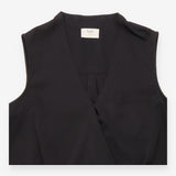 Black Sleeveless Crossover V Neck Wrap Front Blous