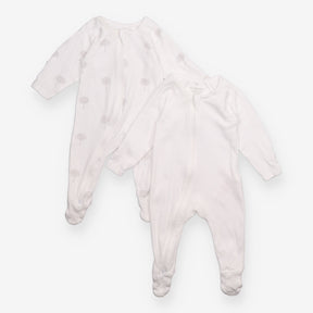 Sleepsuits Zip Up White Tree Print 2 Pack