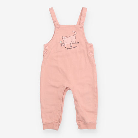 Dungarees Pink Happy Days Cat Applique