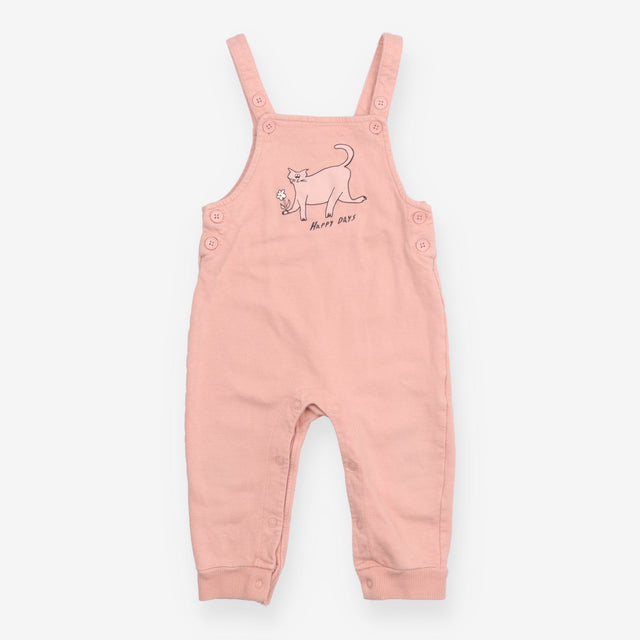 Dungarees Pink Happy Days Cat Applique