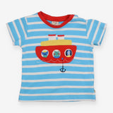 T-Shirt Blue Stripe Boat Friends