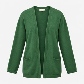 Cardigan Forest Green Cotton Longline Open Front