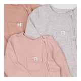 Sleepsuits Ribbed Pink and Grey 3-Pack