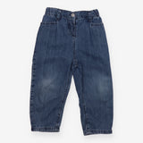 Jeans adjustable waist worn knees
