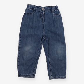 Jeans adjustable waist worn knees