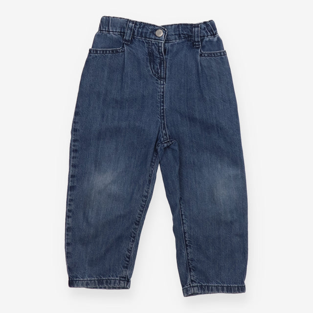 Jeans adjustable waist worn knees