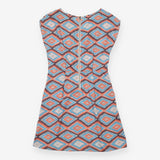Dress Orange Blue Geometric Print Fit And Flare