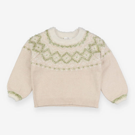 Cream Knit Sweater with Gold Detailing