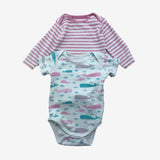 Whale and pink stripe bodysuits (pack of 2)