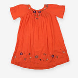 Dress orange with embroidered flowers