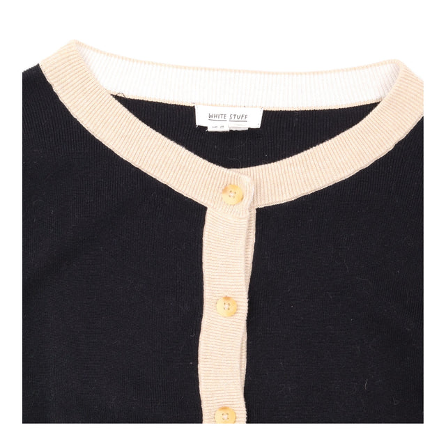 Black Cream Contrast Trim Knit Cardiga