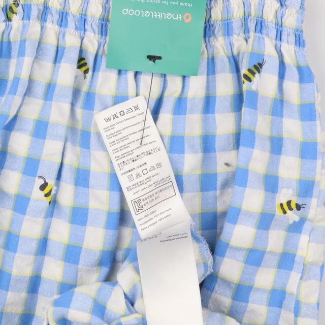 Romper Woven Blue Check with Bees