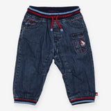 Jeans pull up navy blue and red boat
