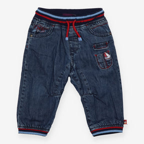 Jeans pull up navy blue and red boat