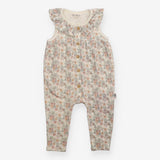 Romper floral frill neck buttons