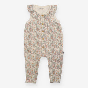Romper floral frill neck buttons