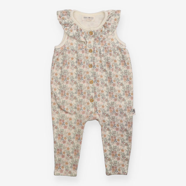 Romper floral frill neck buttons