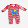 Sleepsuit Red and White Stripe Dinosaur Applique