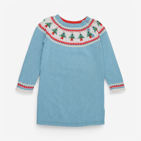 Blue Christmas Tree Fairisle Knit Dress