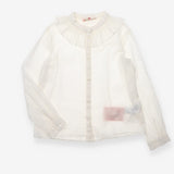 Blouse Frill Collared Long Sleeved White