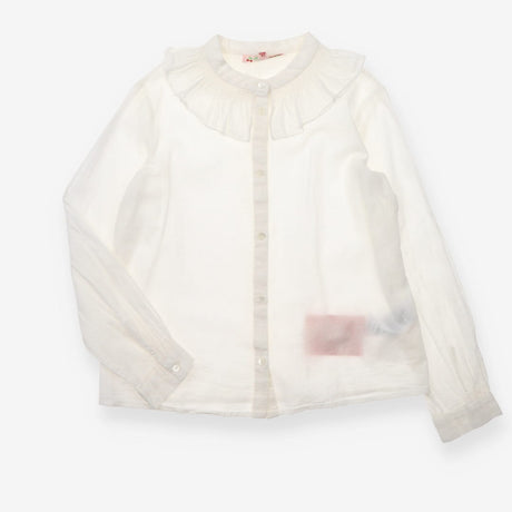 Blouse Frill Collared Long Sleeved White