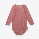 Bodysuit pink grey stripe flowers