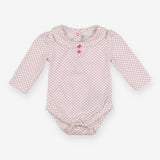 Collared LS bodysuit with pink and blue flowers