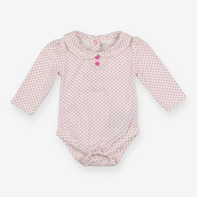 Collared LS bodysuit with pink and blue flowers