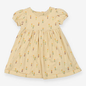 Dress yellow with tulips