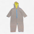 Onesie with Hood Multi Coloured Stripe Towelling