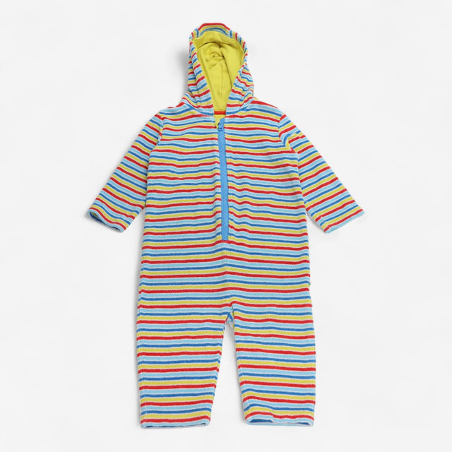 Onesie with Hood Multi Coloured Stripe Towelling