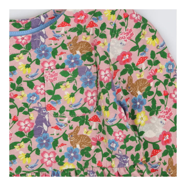 Pink dress coloured floral with bunnies