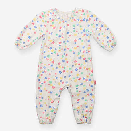 Romper Long Sleeved White Primary Flowers
