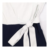 Ivory Navy Two-Tone Tie Waist Jumpsuit