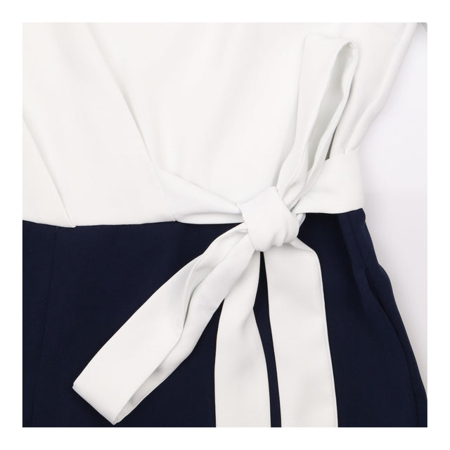 Ivory Navy Two-Tone Tie Waist Jumpsuit
