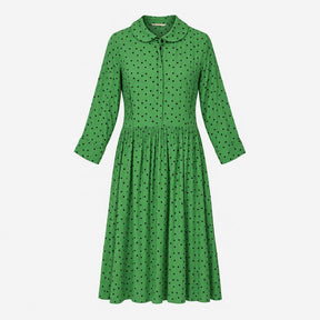 Grass Green Black Polka Dot Rayon Viscose Peter Pa