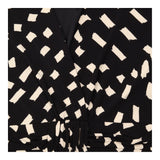 Midi Dress Black Cream Abstract Print Wrap Effect