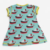 Dress Jersey Short Sleeve Blue with Tug Boats