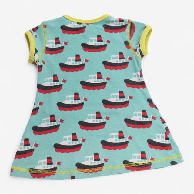 Dress Jersey Short Sleeve Blue with Tug Boats