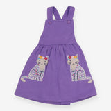 Pinafore Dress Purple Cat Pockets