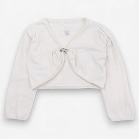 Bolero Cardigan Cream with Brooch Fastening
