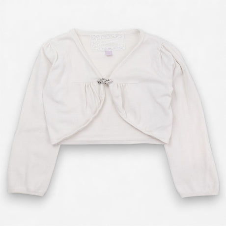 Bolero Cardigan Cream with Brooch Fastening
