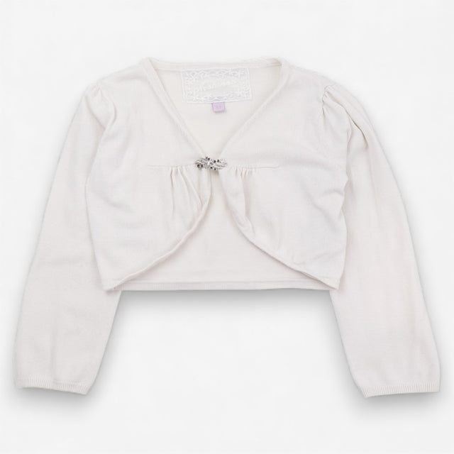 Bolero Cardigan Cream with Brooch Fastening