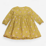 Dress yellow button up pink hearts